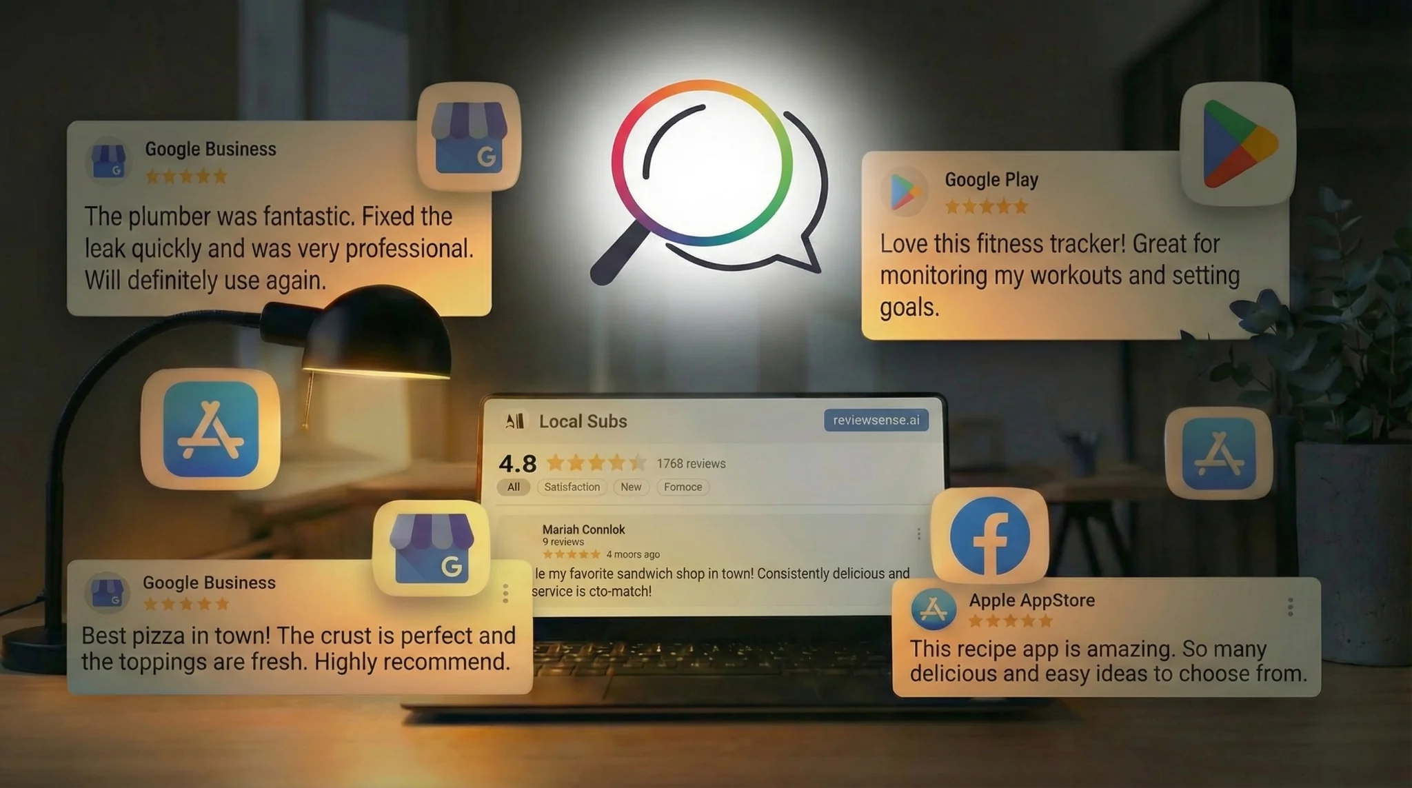 ReviewSense customer review monitoring with real-time alerts and notifications across all review platforms