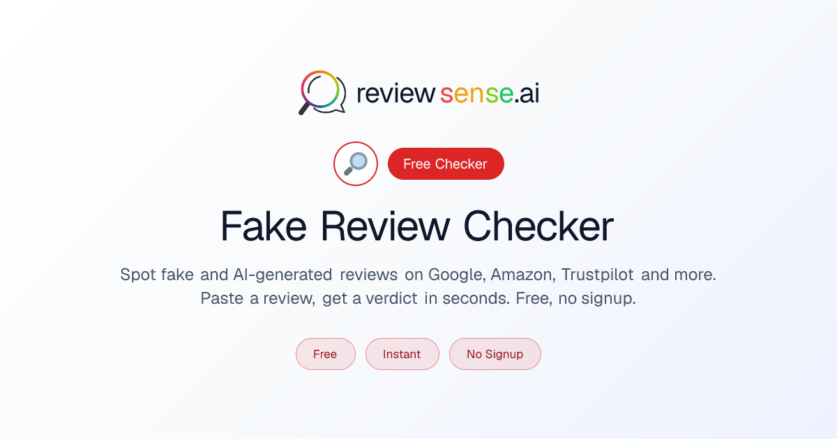 Free Fake Review Checker | Spot Fake Reviews Instantly | ReviewSense