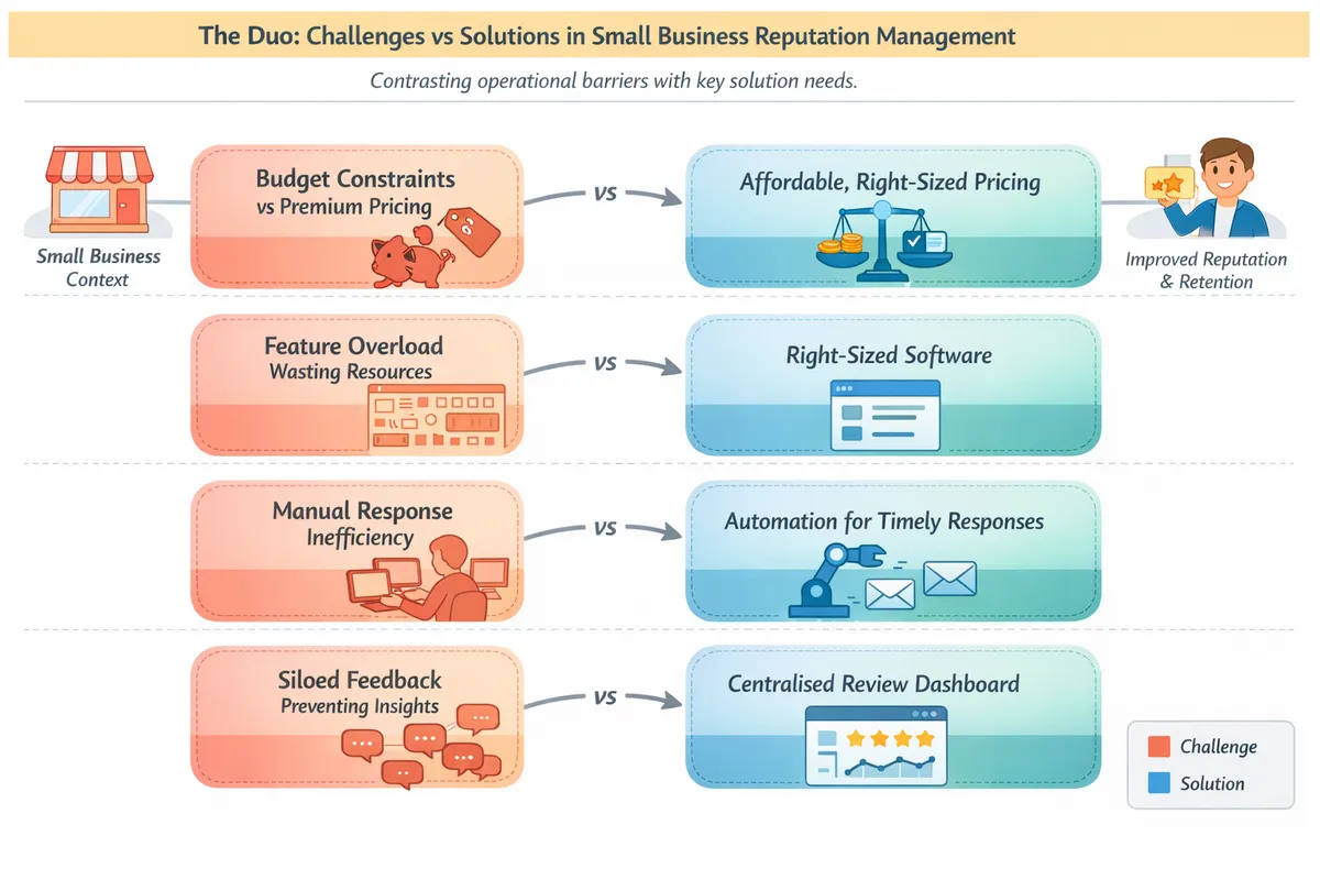 Four key barriers impacting small business feedback and reputation management.