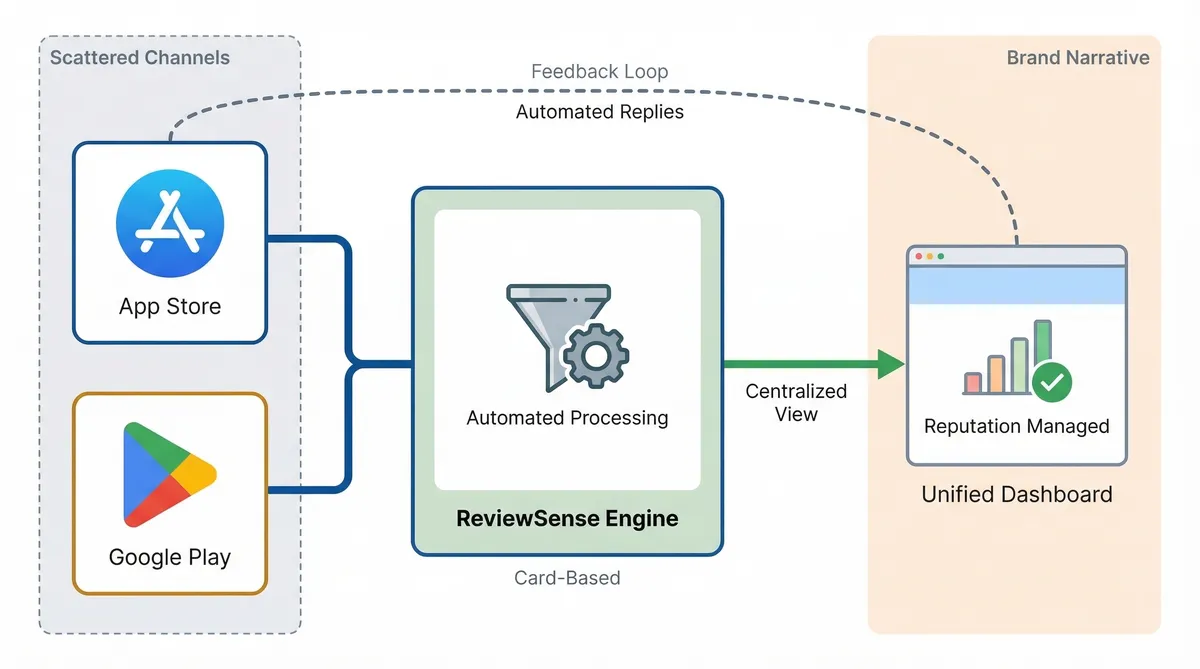 Unified dashboard consolidating customer feedback from multiple platforms.