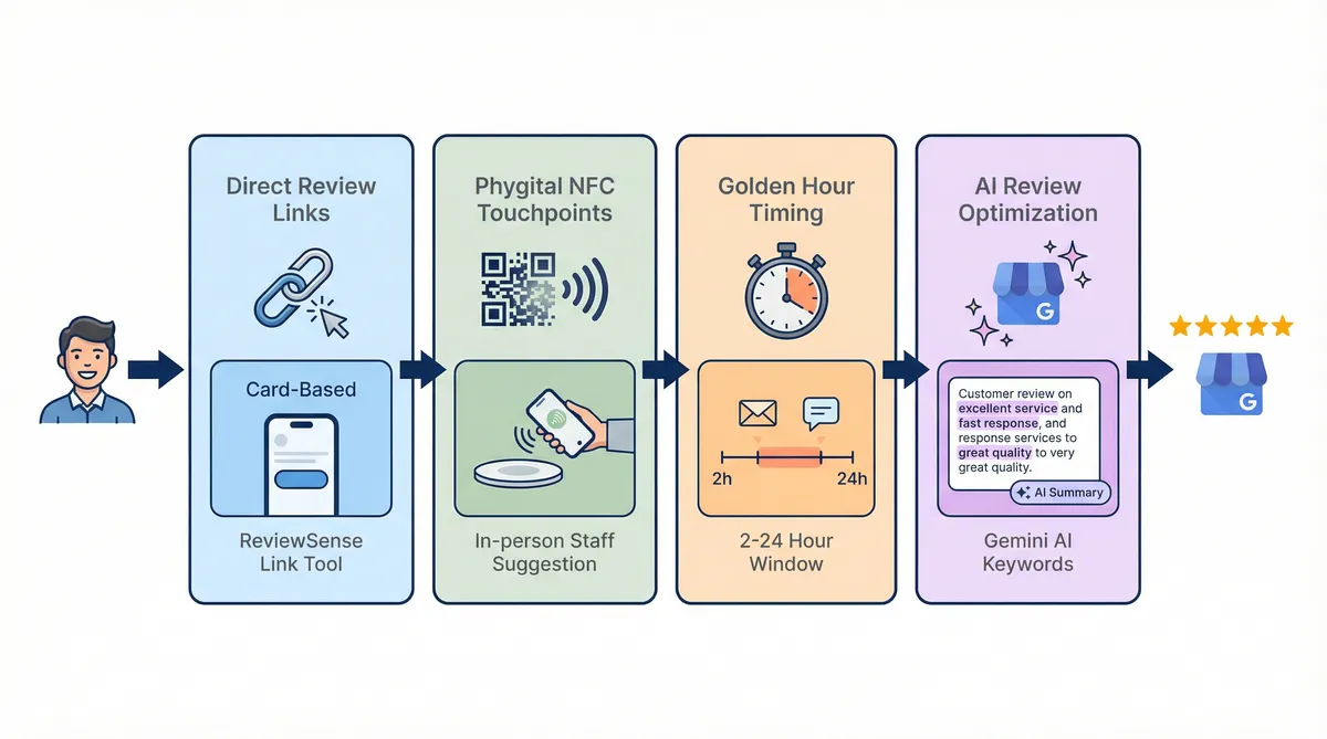 Four-step process showing methods to capture high-quality customer feedback