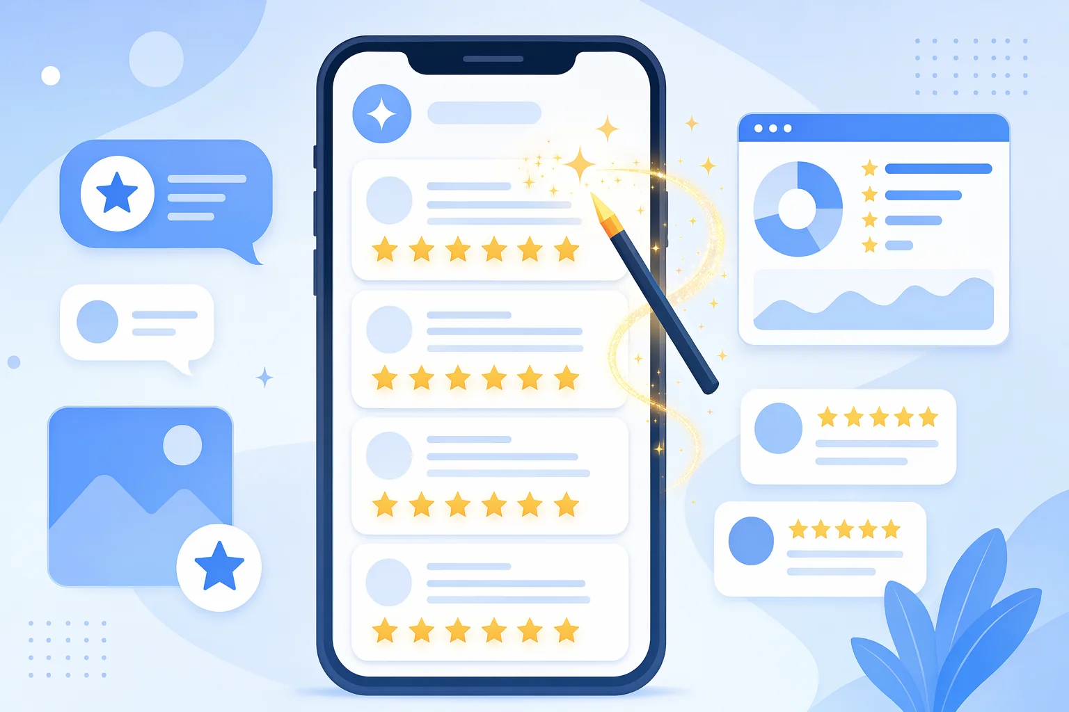 Google Review Generator Tool: Build Trust in 2026 Google review generator tool interface on a laptop screen with positive star ratings