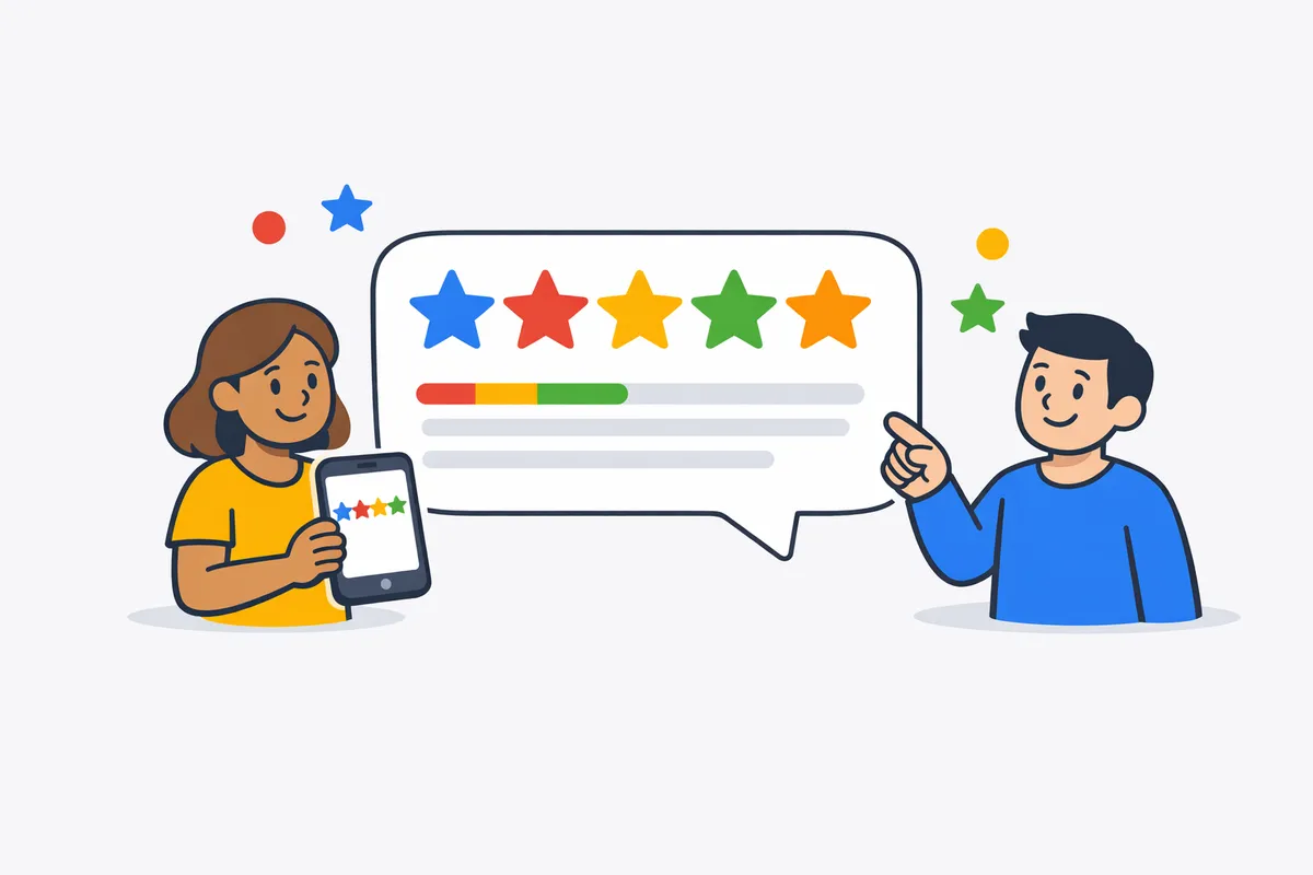How to Manage Google Reviews: Step-by-Step UK Guide Smartphone showing a five-star Google business rating overlaid on a map of the UK.